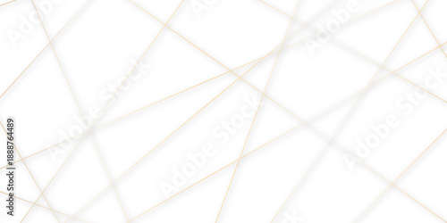 Abstract minimalistic white background with elegant intersecting golden lines forming a geometric pattern. random chaotic line and creative geometric many square, triangle shape background.