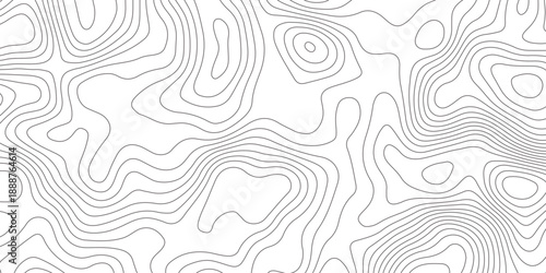 Abstract white and colorful contour line pattern, resembling a topographic map. The overall style should be minimalistic, modern, and artistic. wavy topographic map and curved line background.
