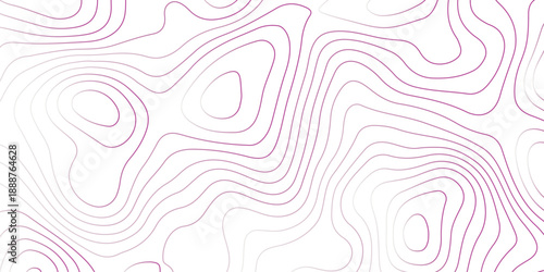 Abstract white and colorful contour line pattern, resembling a topographic map. The overall style should be minimalistic, modern, and artistic. wavy topographic map and curved line background.