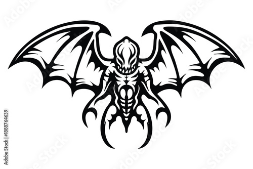 Predatory Dragonfly Inspired Alien Winged Creature Graphic Design