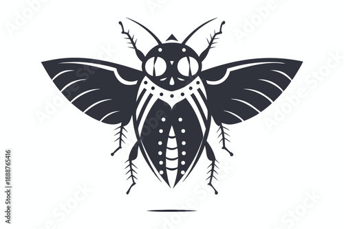 Amphibious Alien Swamp Insect Icon, Slimy Extraterrestrial Flying Creature Illustration