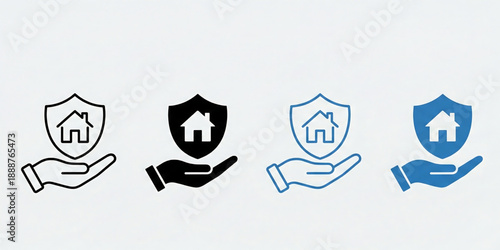 Home insurance and property protection icon set. Home security and care symbol. vector illustration.