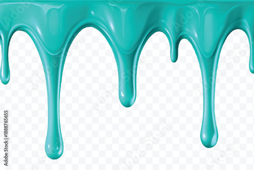 realistic 3d glossy liquid paint droplets dripping down in different color style isolated on transparent background