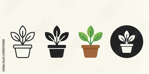 Potted plant icon set. vector illustration.