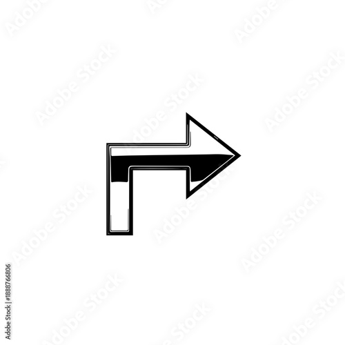 Simple right turn arrow icon with outline