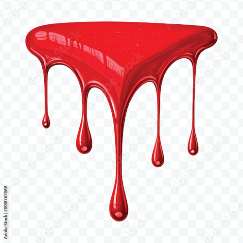 realistic 3d glossy liquid paint droplets dripping down in different color style isolated on transparent background