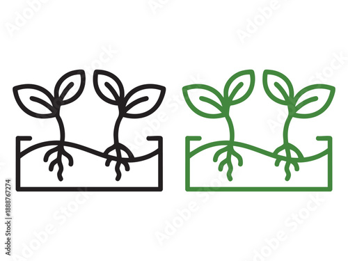 Hydroponic Plant Sprout Icon – Soilless Farming and Sustainable Agriculture Symbol