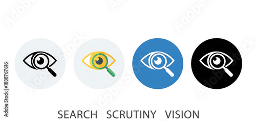 Investigation thin line vector icon set. Visual search and explore concept with eye and magnifying glass icon set. Investigation symbol. vector illustration.