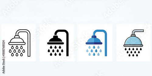 Shower icon collection. Shower icon vector in blue design. ai