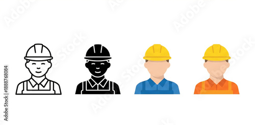 Worker Icon Set Multiple Style Collection Vector