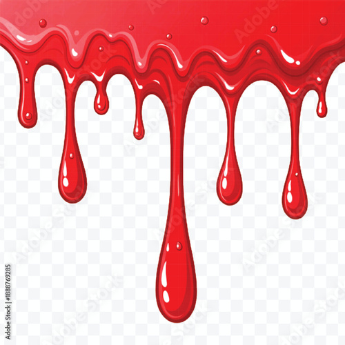realistic 3d glossy liquid paint droplets dripping down in different color style isolated on transparent background