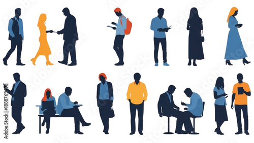 Various people engaged in daily activities and interactions in different settings and environments from a straightforward viewpoint