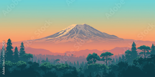 A serene mountain rises beneath a radiant sky—where sunrise or sunset paints nature’s canvas with vibrant hues, blending tranquility, majesty, and the timeless beauty of wilderness.