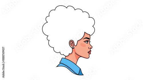 Illustration of a person with curly hair looking away in a thoughtful pose