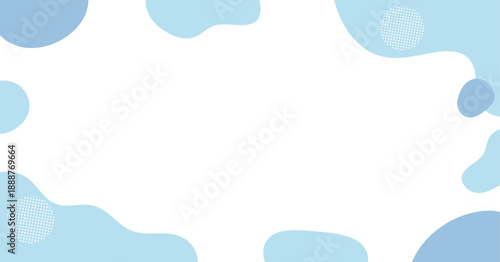 流体シェイプの背景イラスト素材　flat hand drawn fluid blue shapes background.Cute abstract shapes.Vector loose frame.