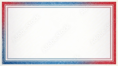 Vibrant red and blue border design with white background