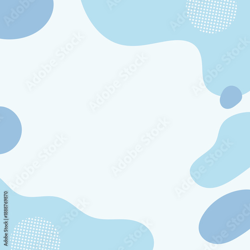 流体シェイプの背景イラスト素材　flat hand drawn fluid blue shapes background.Cute abstract shapes.Vector loose frame.