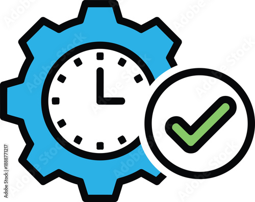 Optimized operational settings achieve timely project success verified by a perfect completion symbol