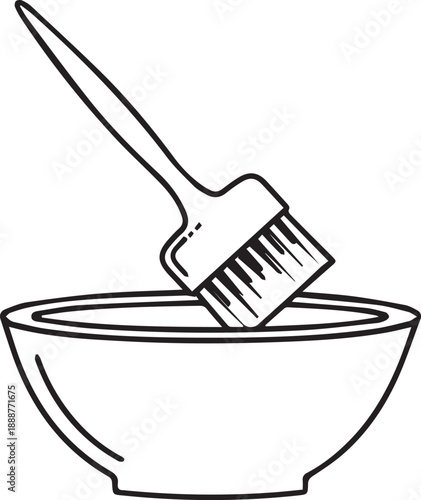 Simple line art of paintbrush in bowl for creative projects