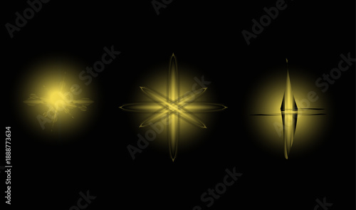 Bild auf Leinwand Lime yellow green star light rays burst glow effect black background