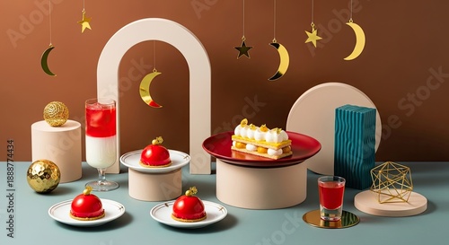 Ramadan Iftar Dessert Spread with Festive Decorations.