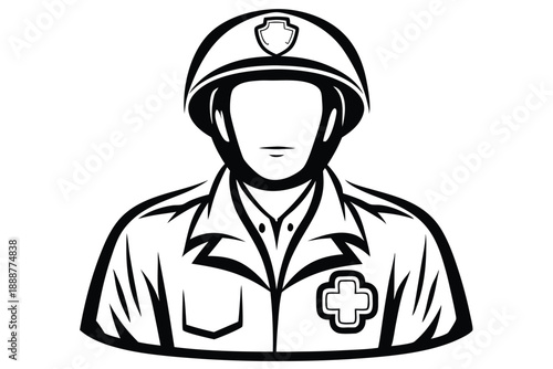 Simple Dentist Avatar with Dental Examination Tool Outline Vector