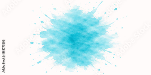 Abstract watercolor blue background design with ink splashes and paint splatters featuring a grunge texture illustration on paper with brush strokes and liquid drops