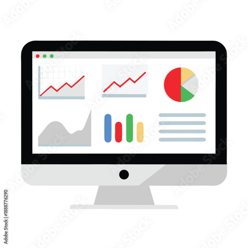 Modern Desktop Monitor Showing Real Time Financial Market Trends and Professional Data Dashboard
