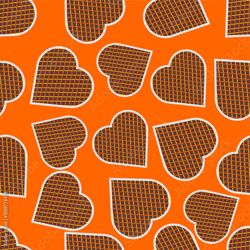 Cartoon wafer biscuit pattern. Seamless wafer biscuit pattern design. Wafer biscuit pattern in love shape. Sweet cake pattern background.  