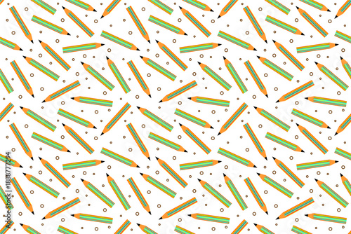 Colorful pencil pattern background. Hand drawn pencil stationery pattern. Pencil cartoons pattern background. Back to school concept. Education background concept.