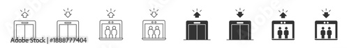 Elevator Icon Set. Lift Up and Down Direction Symbols. Building Transport and Floor Navigation Collection. Vector Illustration.