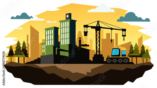 Industrial cityscape development Vector