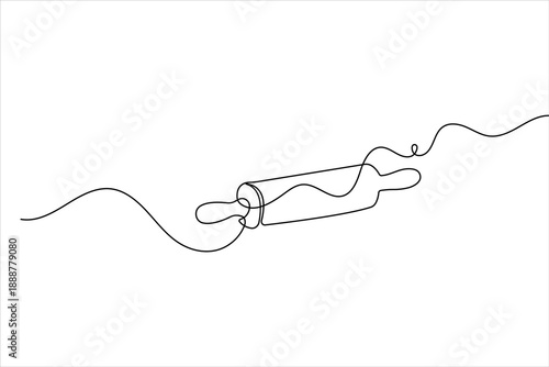 Minimalist kitchen roller pin illustration created with a continuous line on a white background