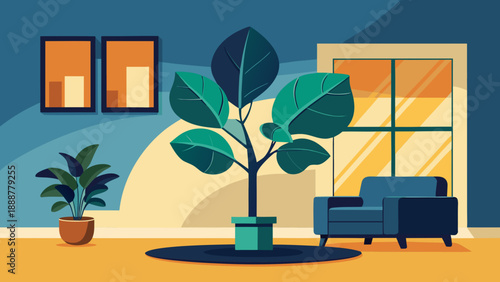 Modern living room with indoor plants Vector