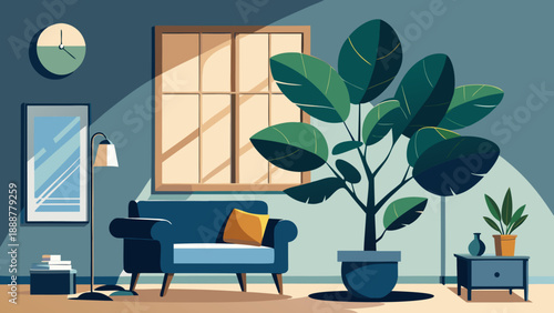 Cozy living room with natural elements Vector