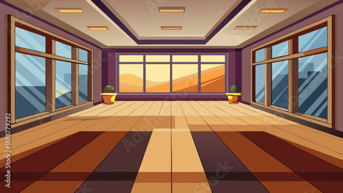 Spacious room with large windows Vector