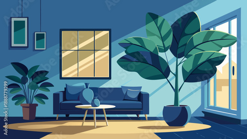 Modern living room with natural elements Vector