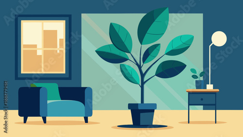 Cozy living room with indoor plant Vector