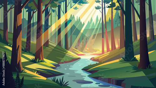 Serene forest pathway Vector