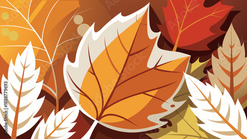 Autumn leaves in warm hues Vector