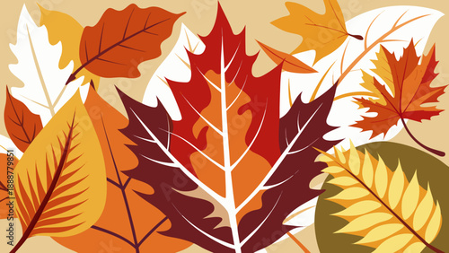 Autumn leaves in warm hues Vector