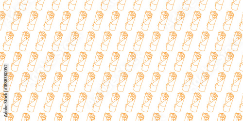 Seamless pattern of hand-drawn kebab or burrito wraps vector on white background Creative fast food design for wallpaper, textile, menu, and healthy street food concepts