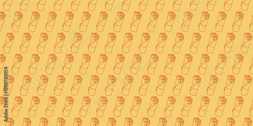 Seamless pattern of hand-drawn kebab or burrito wraps vector on white background Creative fast food design for wallpaper, textile, menu, and healthy street food concepts
