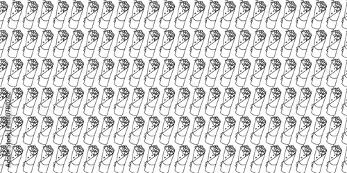 Seamless pattern of hand-drawn kebab or burrito wraps vector on white background Creative fast food design for wallpaper, textile, menu, and healthy street food concepts