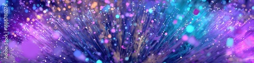 Abstract Fiber Optics Explosion with Glowing Particles