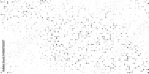 Black halftone wave background. Abstract grainy fluid texture. Dotted curved dot flow wallpaper. Grit swoosh overlay element for poster, banner, brochure, flyer, leaflet, template. Vector backdrop