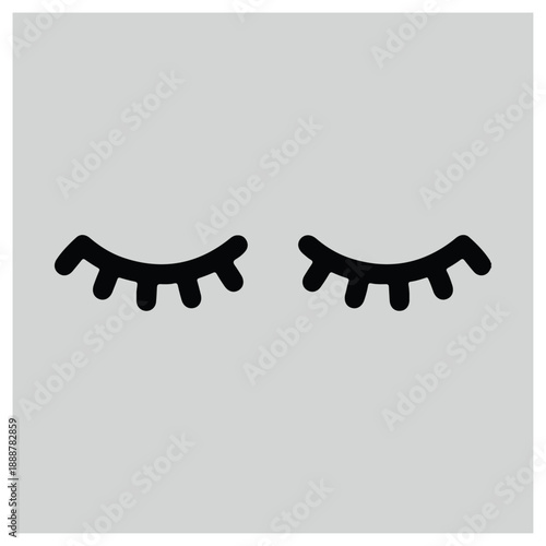 Pair of closed eyes isolated on white background, Vector