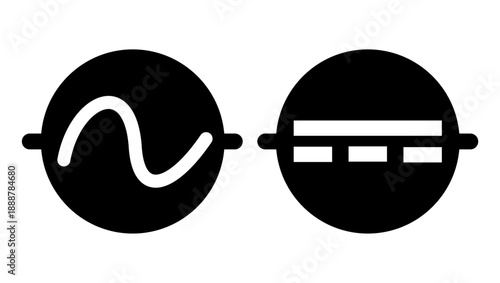 AC DC voltage, black isolated silhouette