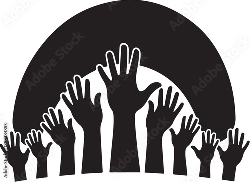 Raised Hands in Solidarity with Black and White Design