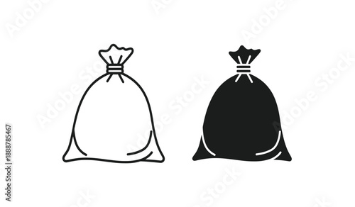 Two trash bags in black and white colors on a clean for versatile design use